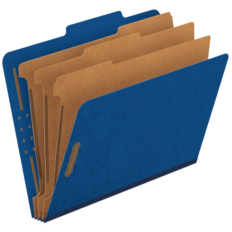 بندافليكس مجلدات تصنيف Pendaflex، قياسية، 3 فواصل، مثبتات مدمجة، علامة قطع 2/5، أزرق داكن، حجم الرسالة، 10/علبة (24096) - Image 1